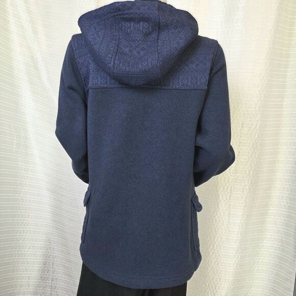 PATAGONIA Better Sweater Icelandic Coat Toggle Blue Black Hood Women's S/M DESC - Picture 4 of 14